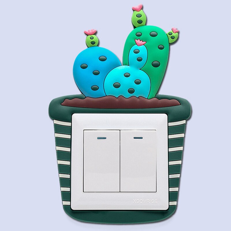 Pegatina de Cactus luminoso para interruptor, cubierta de interruptor de plantas suculentas creativas, pegatinas de pared, decoración de interruptor de luz, 1 ud.: type3