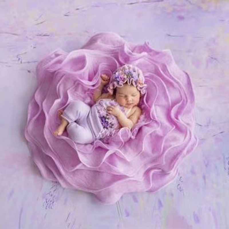 Nyfødte fotografering rekvisitter flokati blomsterformet posing pod reden kurve baggrund baby fotoshoot tilbehør uldtæppe