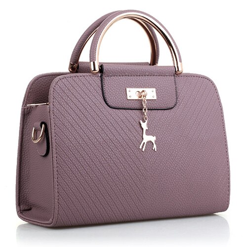 ACELURE Small Handbags Purse Women PU Leather High Capacity Shoulder Bags Casual Totes Deer Decor Top-handle Bags: purple gray
