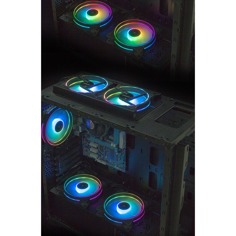 4 Pin 120mm Cool Fan Pc Fan Solar Eclipse Effect Internal Rainbow External Interntl RGB Silent Fan for Pc Cooling 3Pack