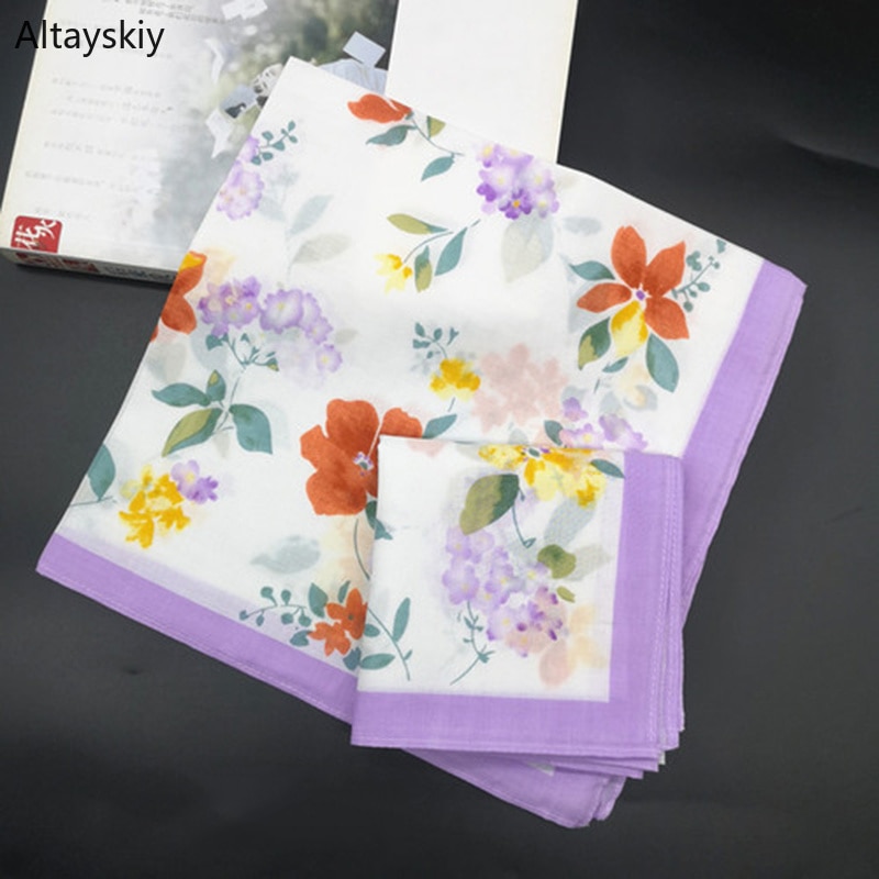 Mouchoir en coton pour femmes, classique, imprimé Floral, , doux, fin, carré, Simple, Style National Chic