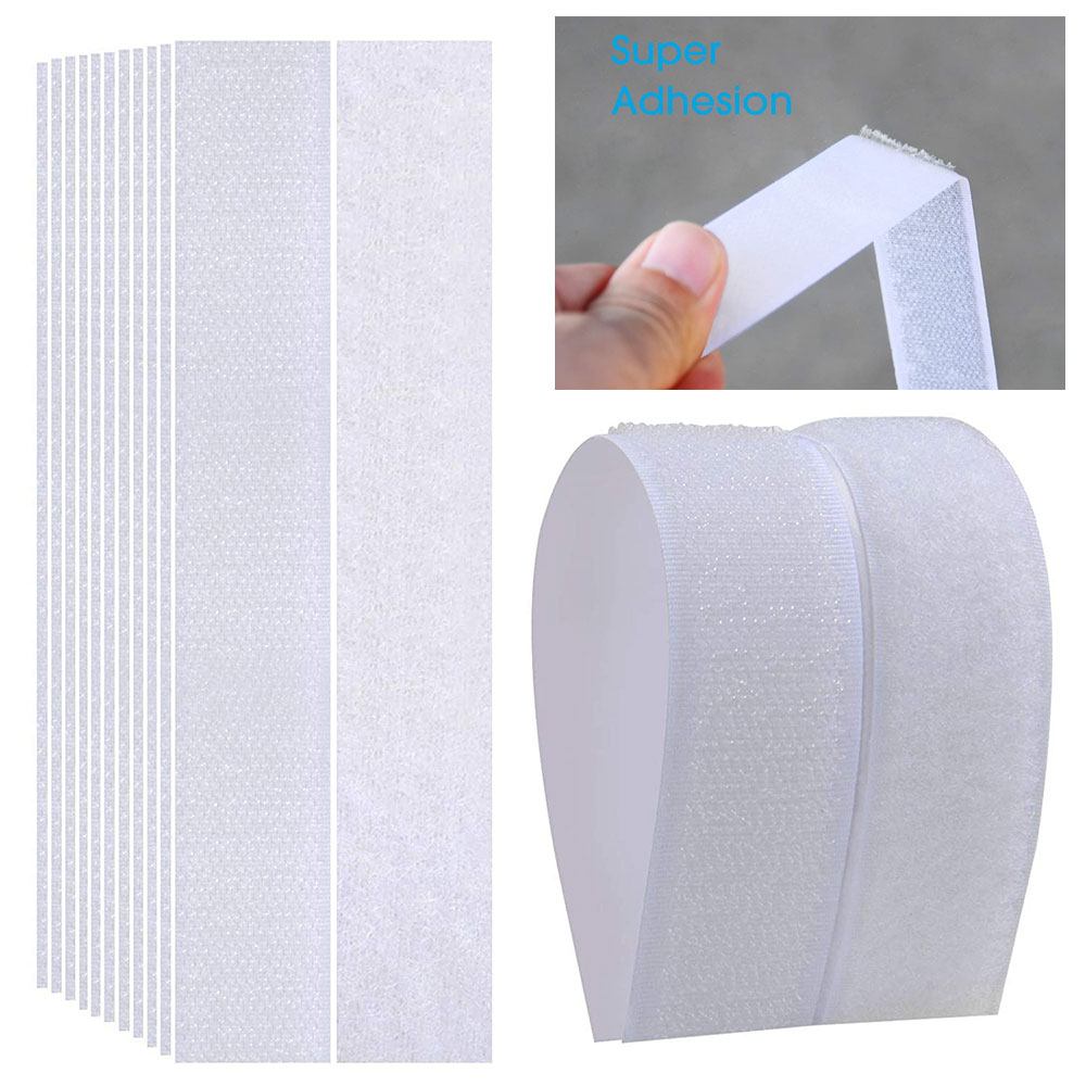 1M 16-50Mm Brede Sterke Zelfklevende Klittenbandsluiting Tape Nylon Sticker Magic Sticker Adhesive met Lijm Zwart Wit Diy: White / 50mm 1Meters