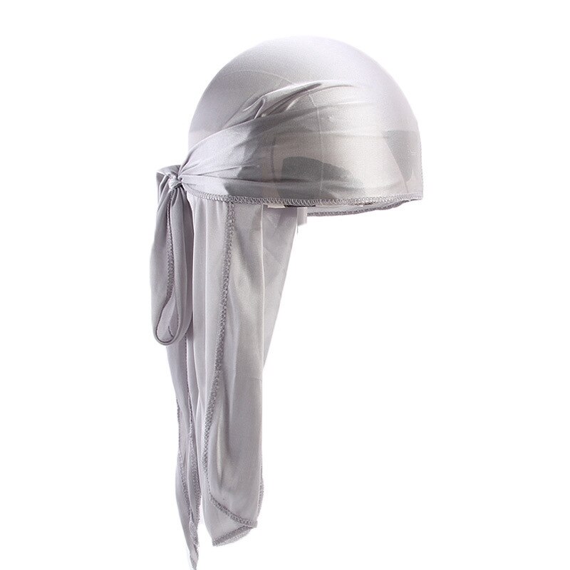 Gorros de pelo para hombre y mujer, turbante sedoso, cubre gorro de satén para motorista, diadema para dormir por la noche, Accesorios para peinados Extra larga: Plata