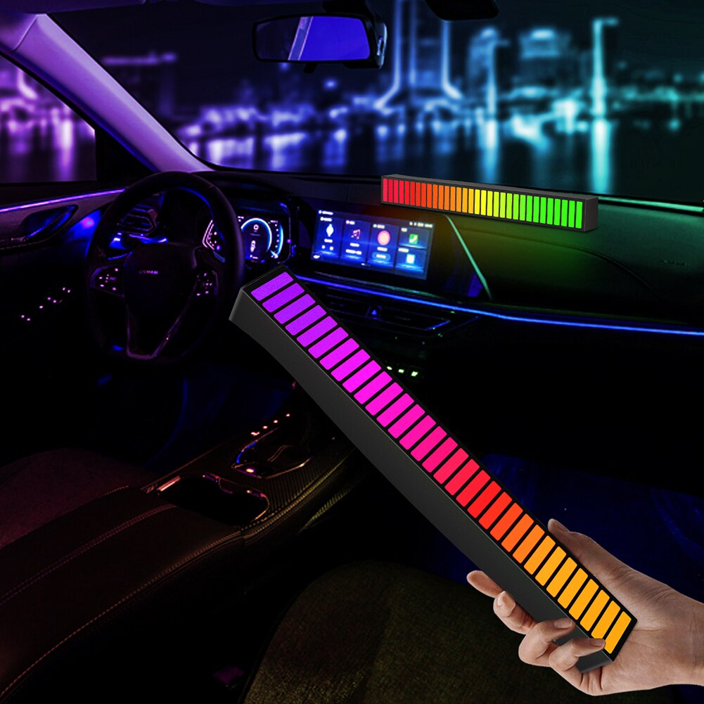 RGB Music Sound Control Light 32 LED App Control Voice-Activated Pickup Rhythm Light Music Ambient Lamp Colorful LED Strip Light