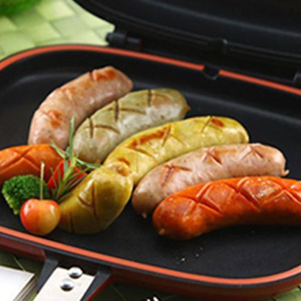 Double Side Grill Koekenpan Kookgerei 28Cm Rvs Dubbele Gezicht Koekenpan Keuken Accessoires Koken Gereedschap Keuken Goederen