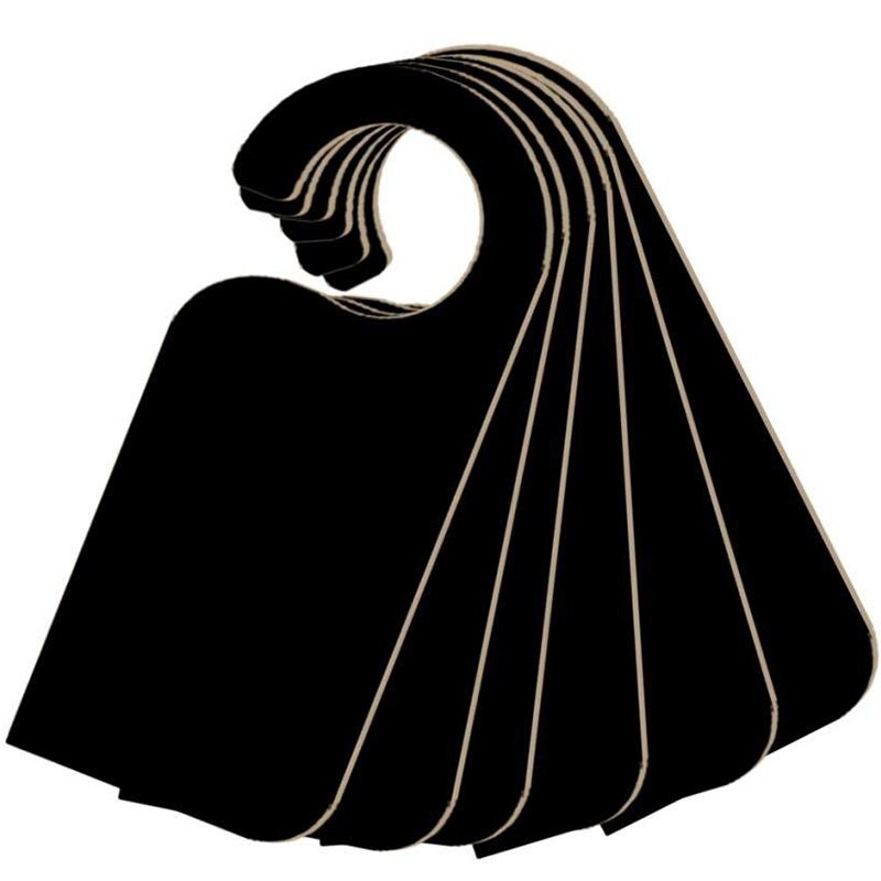 6 Pcs Wooden Door Sign Hanger Mini Double-Sided Wood Blackboard Chalkboard Message Notes Memo Board Door Knob Hanger Sign, Black