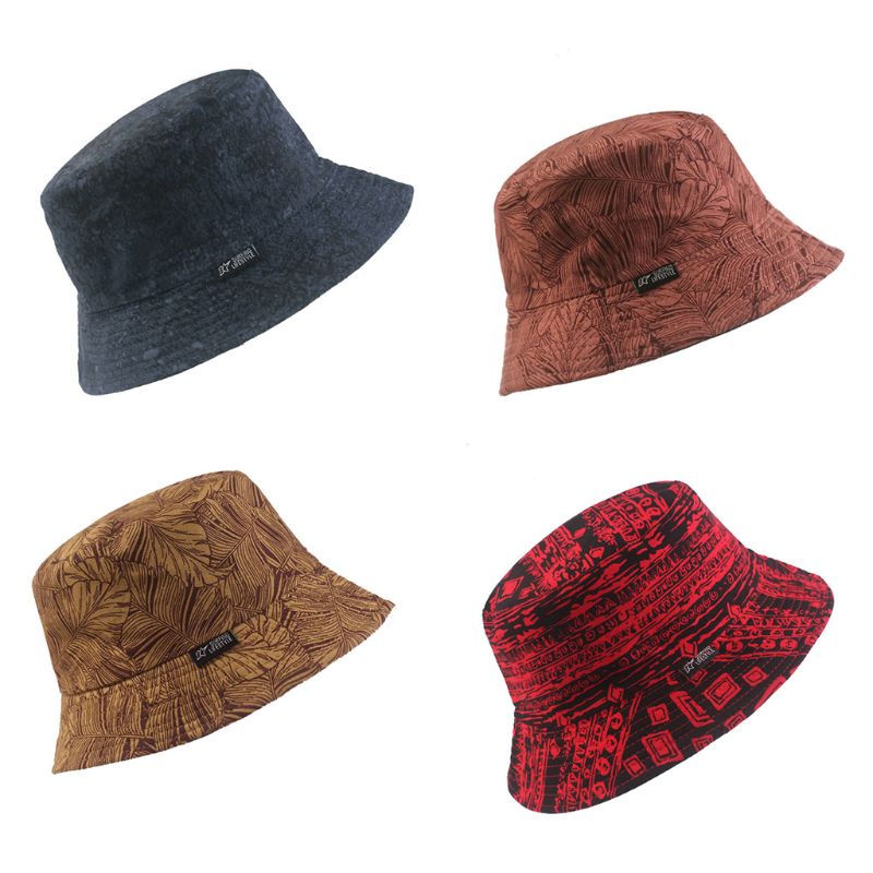 Unisex Harajuku Omkeerbaar Emmer Hoed Zonnebrandcrème Graffii Bladeren Visser Cap