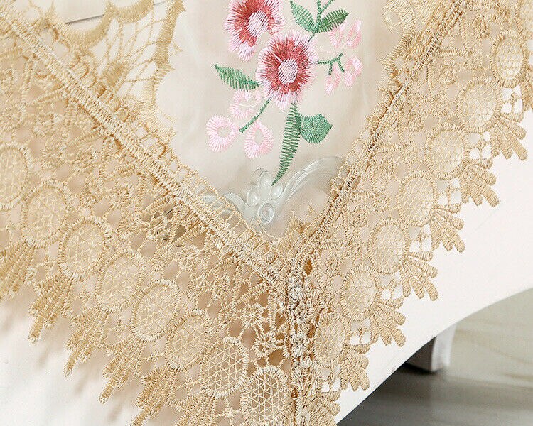 Broderet blomster stof cutwork rund duge hvid blonde borddug dække bord nederdel