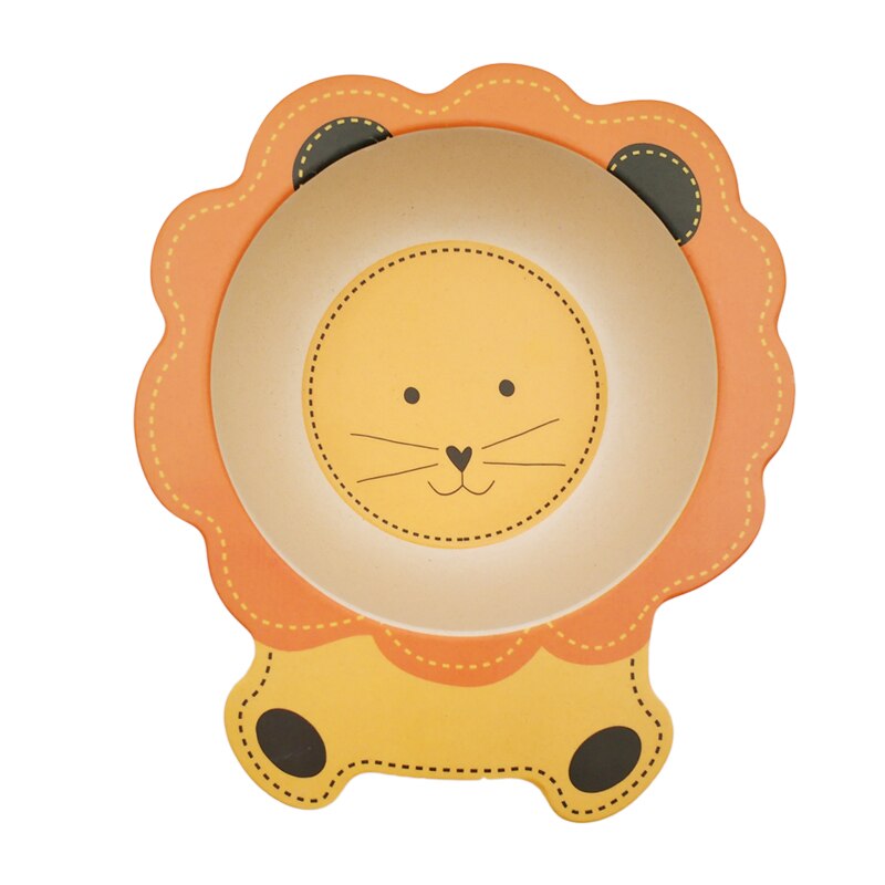 Baby Kids Natural Bamboo Fiber Bowls Cute Cartoon Animal Dishes Baby Feeding Tableware Children Infant Toddler Portable Plates: Lion Bowl