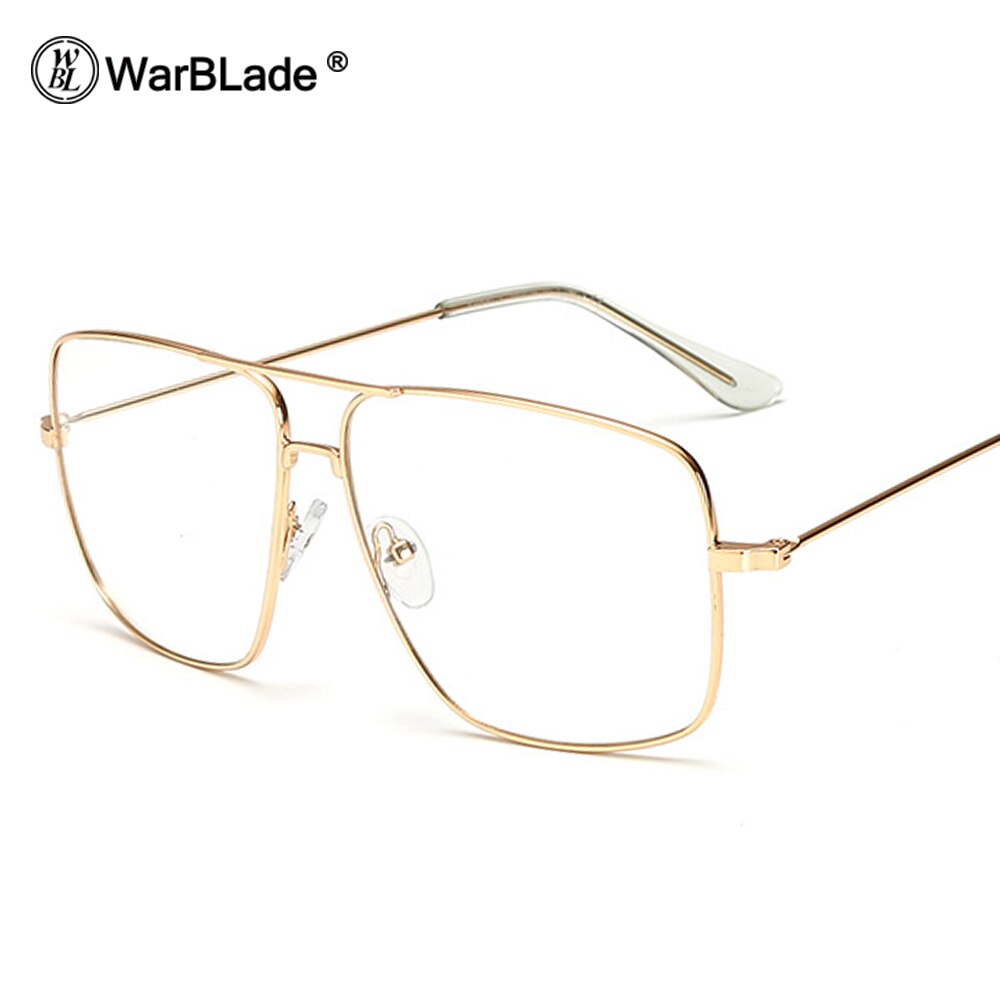 WarBLade, gafas Retro finas doradas, para hombre y mujer, lentes ópticas de aleación de Metal, gafas planas, gafas ópticas para hombre, ultraligeras: gold