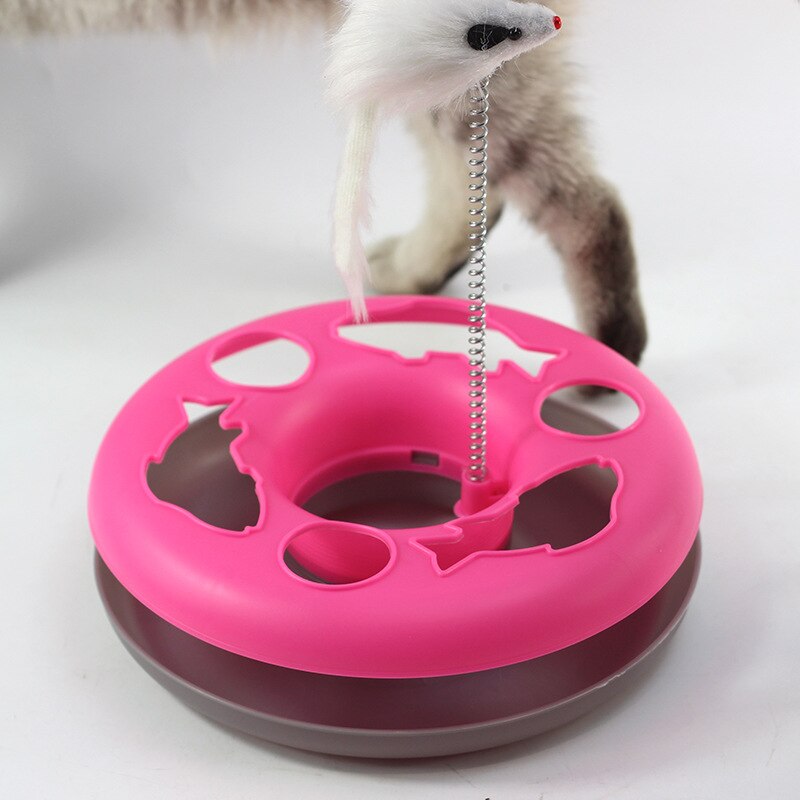 Brinquedo de treinamento do gato da mola do rato única camada placa de diversões gatos treinamento plataforma giratória interativa brinquedos suprimentos para animais estimação: Rose red