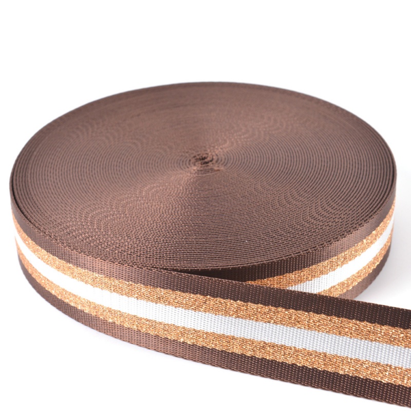 1.5inch Wide 3 meters Metallic Golden/Silver Strip Webbing Strap For Bag Strap DIY Crafting Projects: black