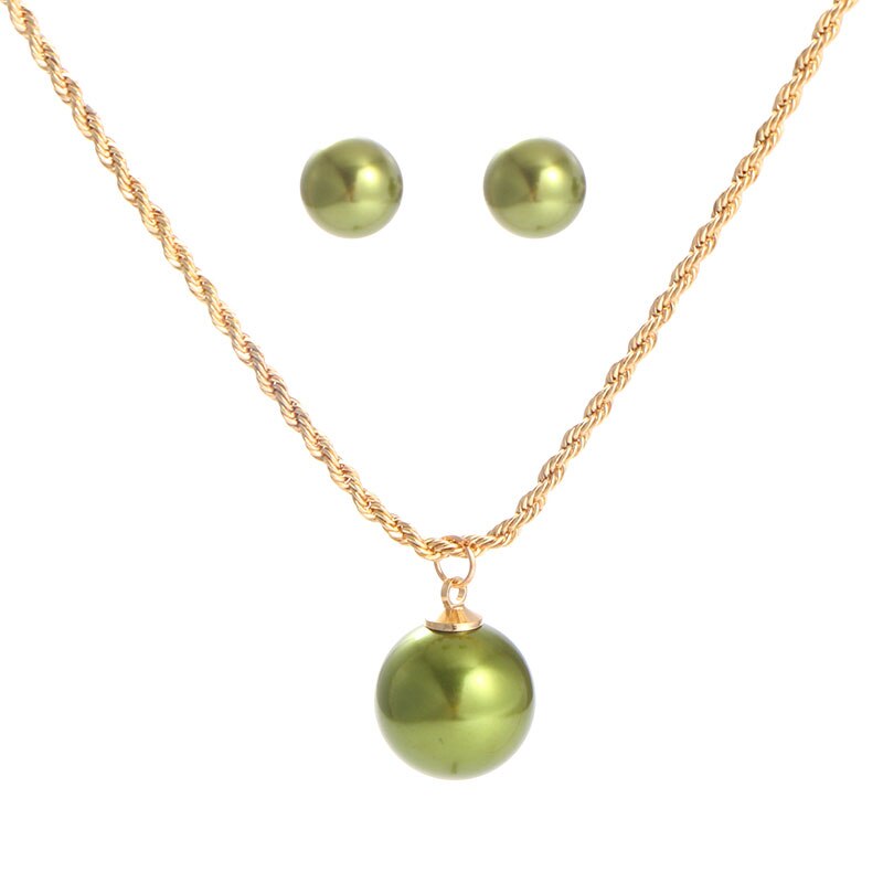 Dreamwork 8Colors Polynesian Hawaiian Samoa Marshall Style Glass Pearl Twisted Chain Necklace Pendant Dangle Stud Earrings Set: GJZ353G