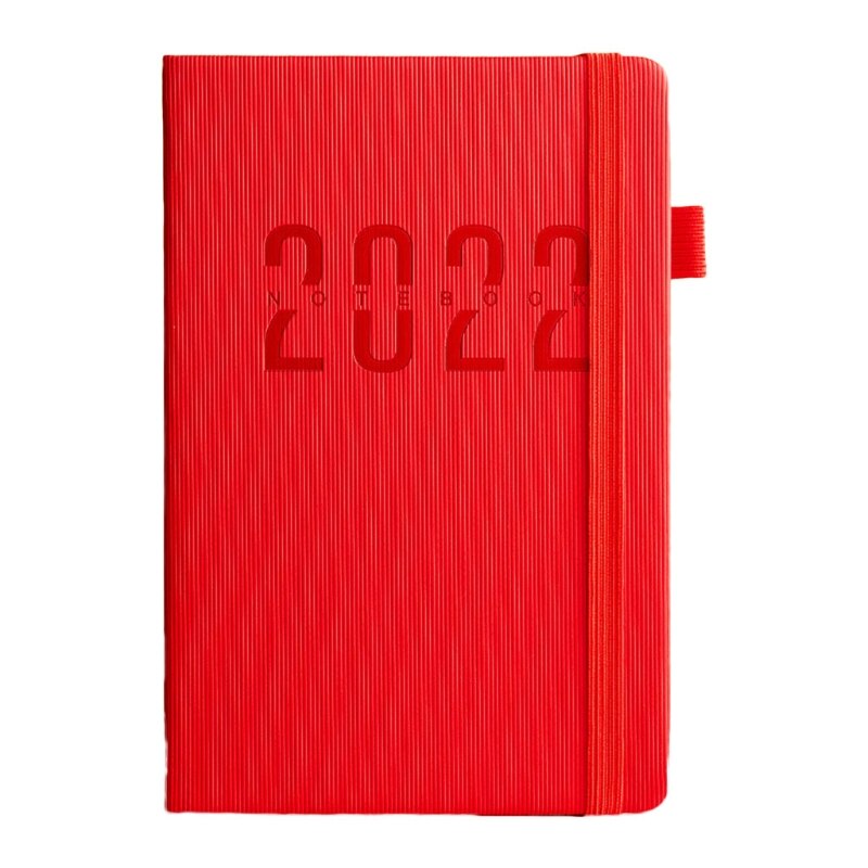 2022 Daily Planner Journal Appointment Diary Lined Daily Pages Hourly Timetable Spring Strap Closure for business Staff 1XCE: Red