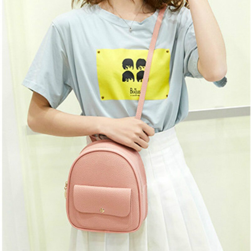 Mini Backpack Women PU Leather Shoulder Bag For Teenage Girls Kids Multi-Function Small Bagpack Female Ladies School Backpack