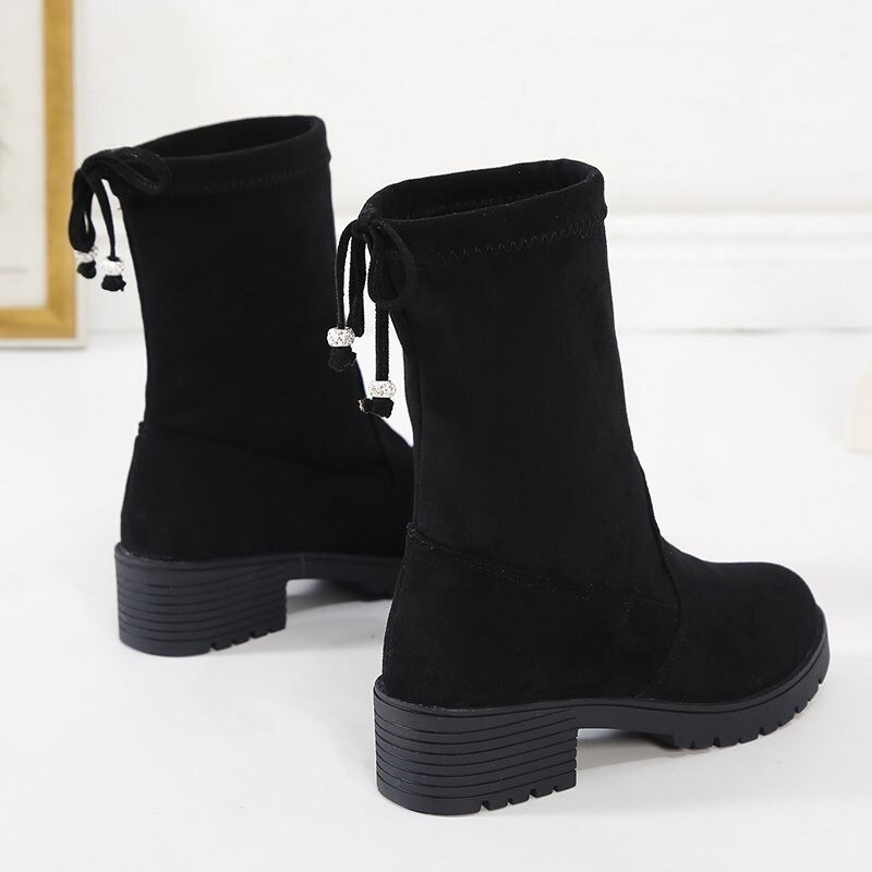 , botas para Mujer, Botines de primavera invierno, botas altas de gamuza de , botas altas cómodas para Mujer