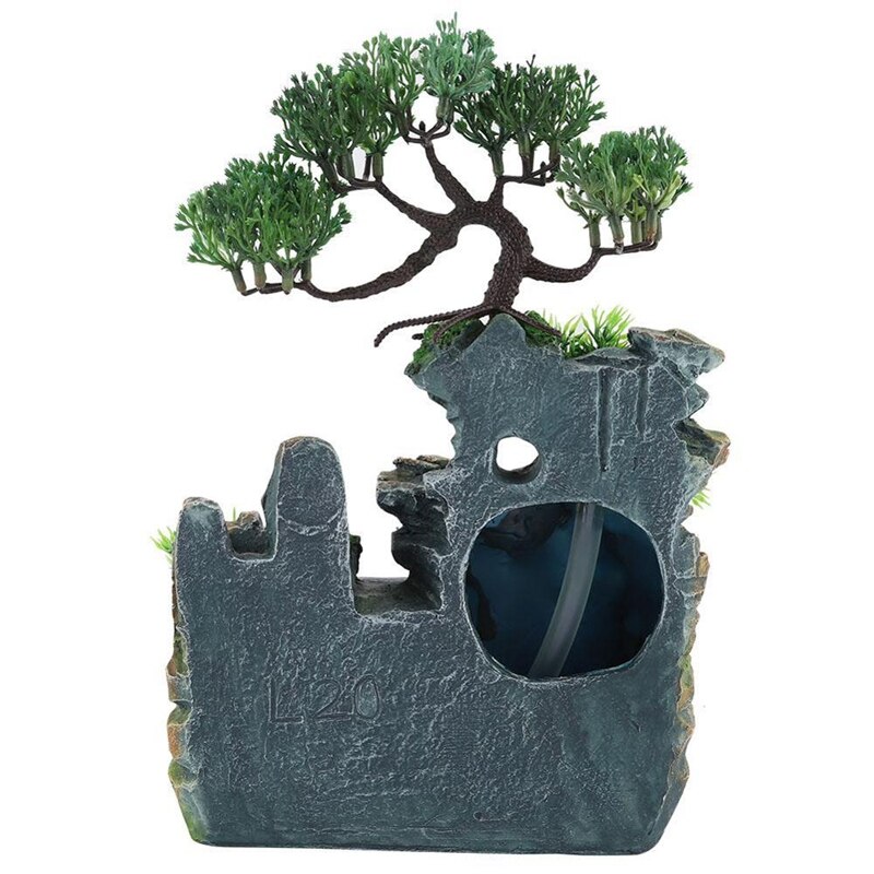 Kreative Innen Simulation Harz Steingarten Wasserfall Statue Feng Shui Wasser Brunnen Hause Garten Handwerk-UNS Stecker
