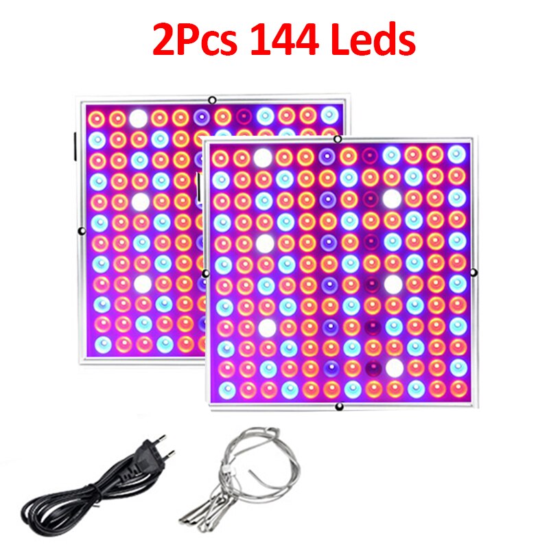 1000W Grow Light Led Full Spectrum Lamp Phyto Lamp AC85-240V Greenhouses Indoor Phyto Lamp Grow Tent Box Phytolamp for Plants: 2pcs 144Leds / EU