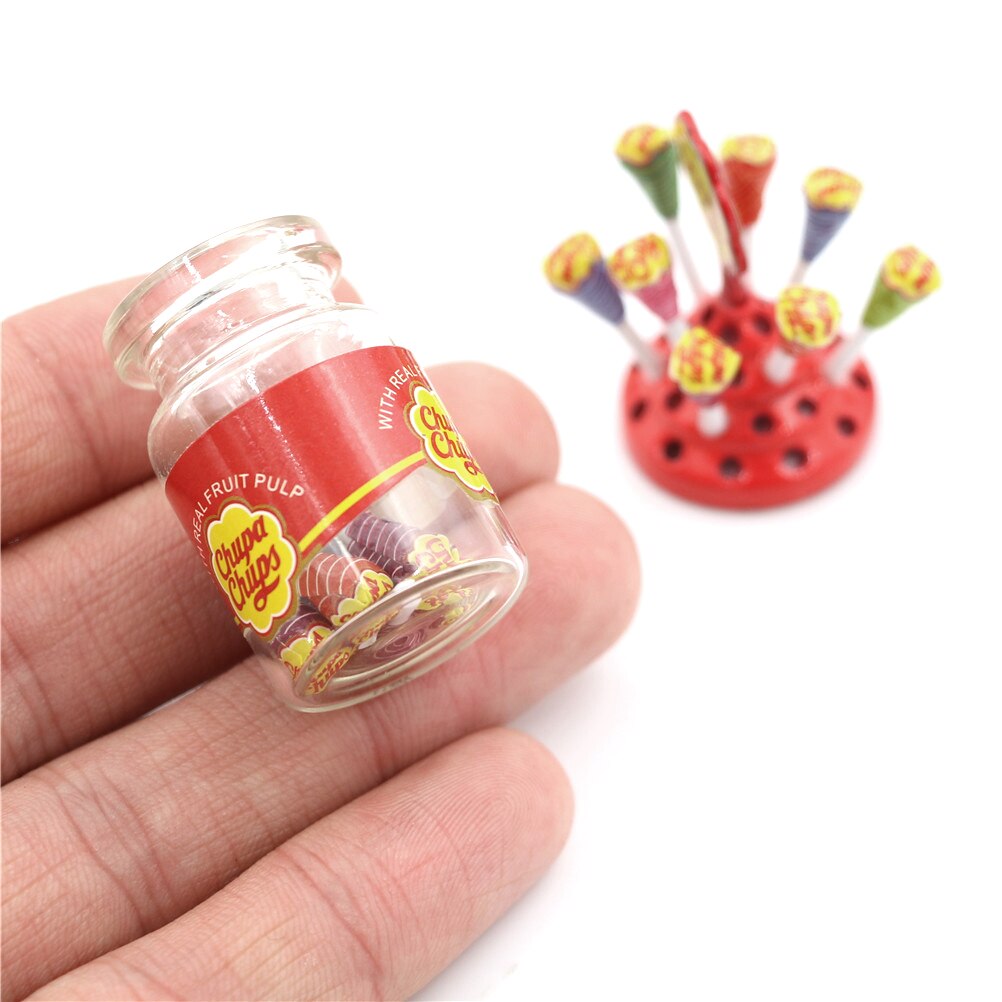 1:12 Miniatuur Voedsel Mini Lollipops Met Case Houder Candy Voor Pop Poppenhuis Keuken Accessoires Dessert Suiker