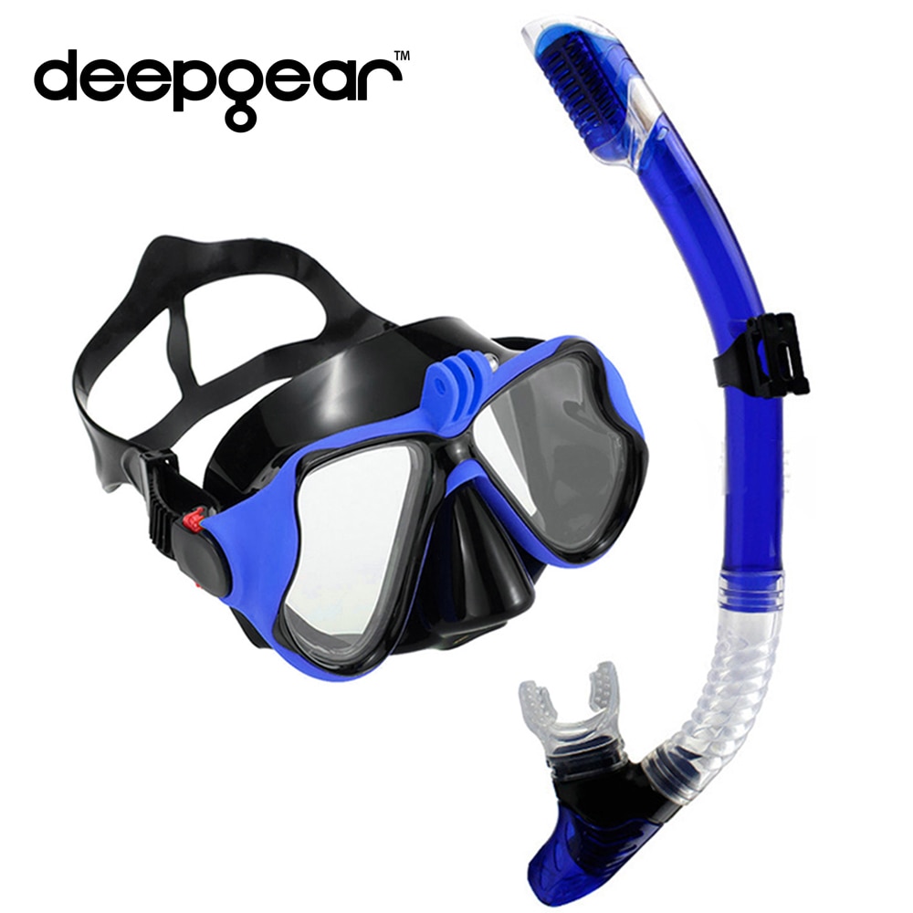 DEEPGEAR Kurzsichtig tauchmaske und schnorchel einstellen oben Kamera taucherbrille Trocken schnorchel getriebe Heißer wassersport getriebe und tauchausrügestochen