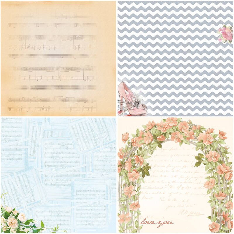 24 Vel Liefde Achtergrond Papier Pack Scrapbooking Origami Papieren Voor Card Making Album Scrapbookjunk Journal Materiaal Supply