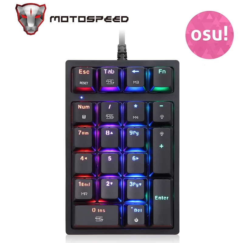 MOTOSPEED K24 Keyboard Mechanical Numeric USB Wired 21Keys Numpad RGB Backlight OSU Game Player Installable Driver Extended