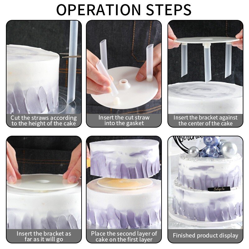 Round Mousse Cake Boards and Dowels Cake Board Tier Stacking Support Multi-layer Wedding Birthday Cake Pastry Decorative Tools