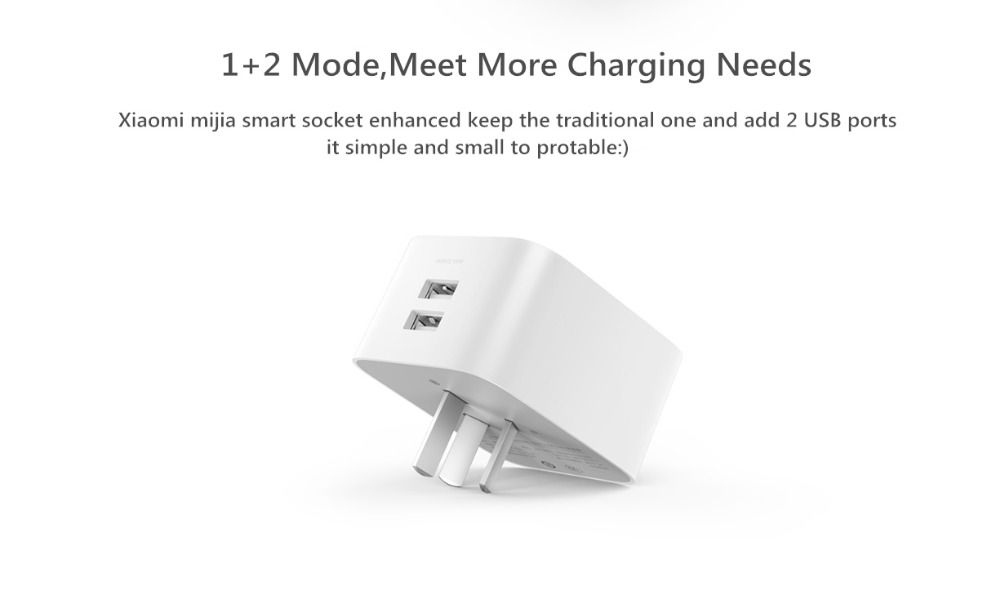 Xiaomi Original Mijia Smart Plug Socket Enhanced Dual USB Fast Charger ZigBee/Basic Socket USB Wireless WiFi Mi Home APP Control