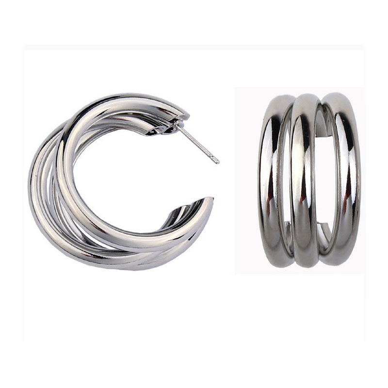 Boucles d'oreilles rétro en métal or en forme de C pour femme, multiples bijoux, coréenne, argent, aiguilles, 2022, 2022