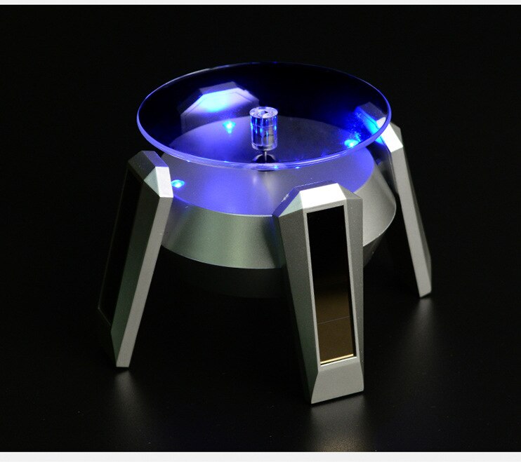 UFO with Light Display Stand Rotating Stand Display Stand Jewelry Jewelry Bracelet Display Stand Ring Stand: Silver blue light