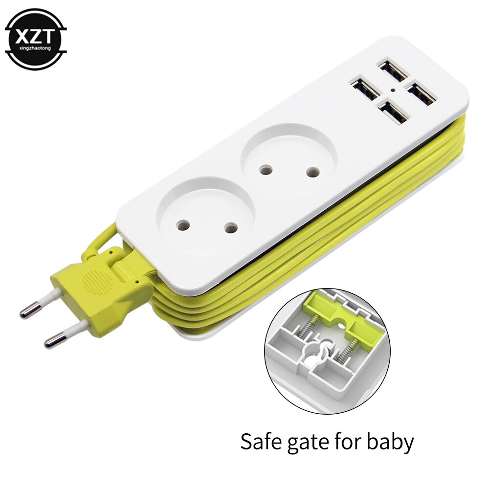Eu stik stikdåse 4 usb port væg multi socket bærbart eu usb hub stik til smartphones tablets opladning 1200w 250v,1.5m