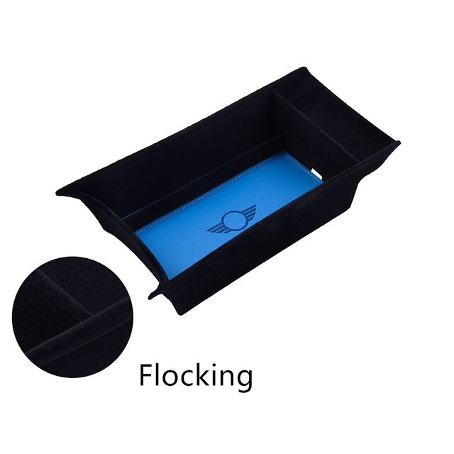 Accessoires de voiture console centrale intérieure accoudoir boîte article rangement pour MINI ONE Cooper S JCW F60 Countryman rangement: Flocking-Blue