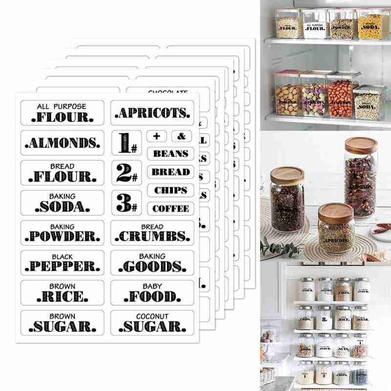 132pcs/144pcs Transparent Waterproof Kitchen Sticker Food Room Marker Food Sorting Label Clear Sticker Can Item Mark