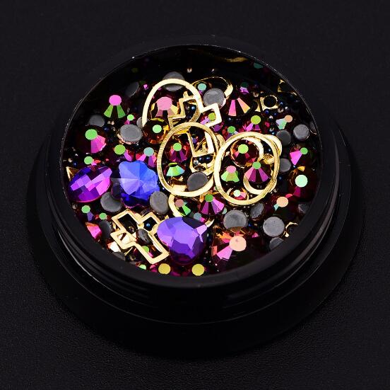 Blanding stil bittesmå perler ting krystal dekorationer gør det selv håndværk flade diamanter farverige nail art metal nitte harpiks smykker fyldstoffer: 5 blå lilla