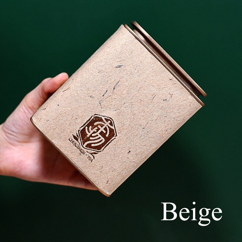Tea Tin Containers Square Metal Tea Storage Jar Jasmine Tea Coffee Sugar Spice Smell Proof Container: Beige