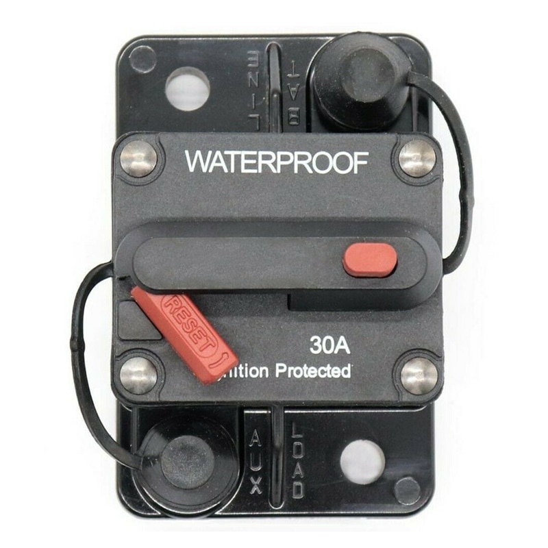 30A AMP Circuit Breaker Fuse Reset 12-48V DC Car Boat Auto Waterproof Fuse Box Fuse Car Fusibles Amplificador
