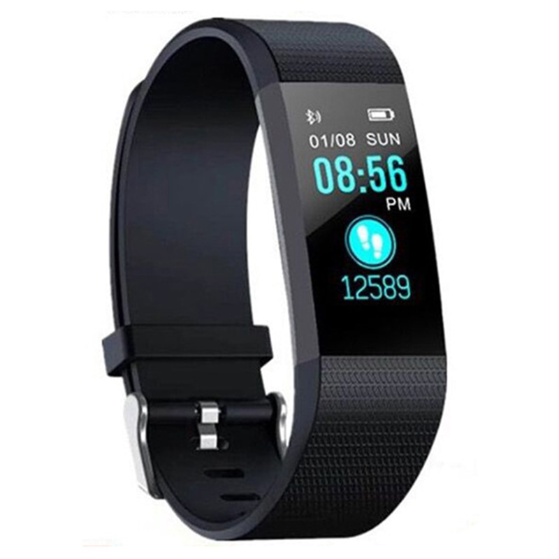 115 plus smart band armbåndsur sport sundhed vandtæt fitness smart watch aktivitetsmåler armbånd armbånd: Sort
