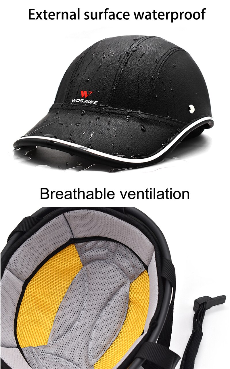Wosawe Pu Elektrische Fiets Scooter Rijden Helm En Anti-Uv Goggle Motorfiets Fietsen Half Open Helm Baseball Cap