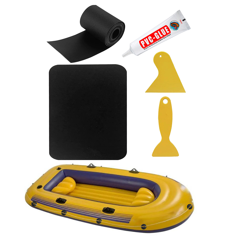 5Pcs/Set Boat Repair Patches with Glue PVC Inflatable Boat Patches Waterproof Air Beds Repair Patches Kayak Repair Kit