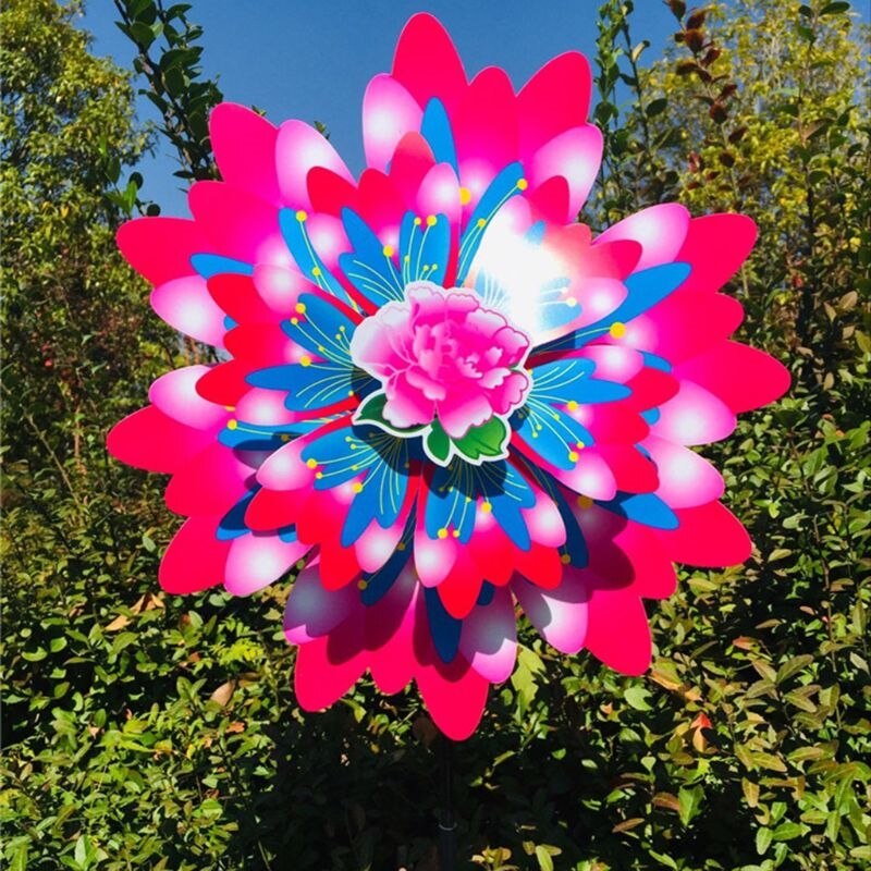 Wind Spinner Drie Lagen Zonnebloem Outdoor Tuin Decoratie Windmolen Pinwheel Kinderen Kinderen Speelgoed Cartoon Grappig