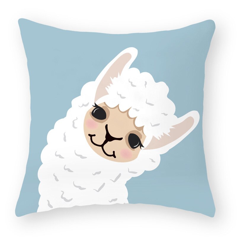 Cartoon Alpaca Dier Decoratieve Kussens Kussensloop Polyester Kussenhoes Sierkussen Sofa Decoratie Kussensloop 40853: 2BZ-40853-029