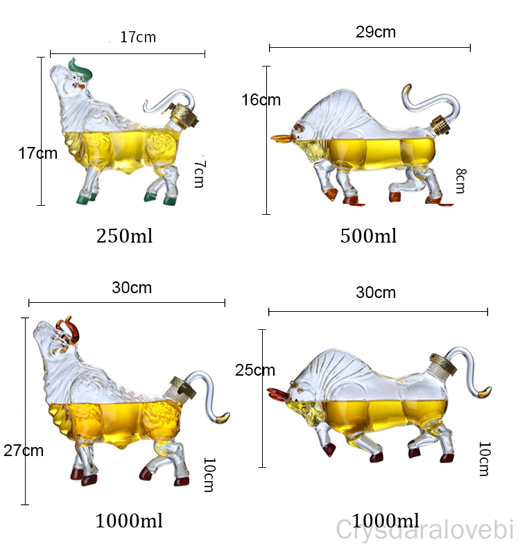 Cow Shaped Style Home Bar Whiskey Decanter for Liquor Scotch Bourbon Wine Bottle 250ML-1000ML Home Bars Whiskey Barrel