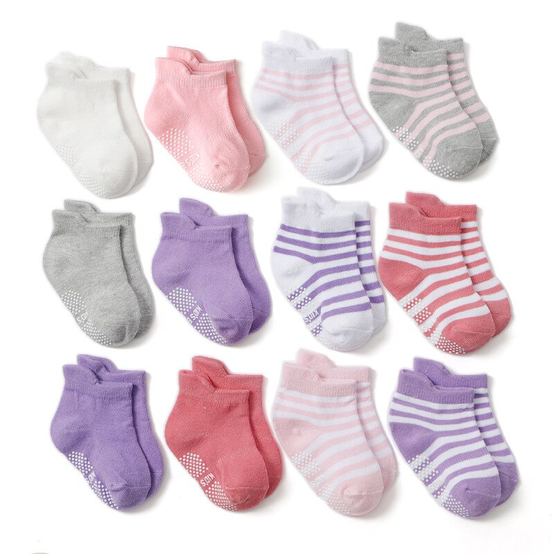 6/12Pairs Lente Herfst Baby Jongens Sokken Mesh Katoen Zachte Kinderen Tollder Sokken Met Rubberen Zolen Baby Baby anti-Slip Vloer Sokken