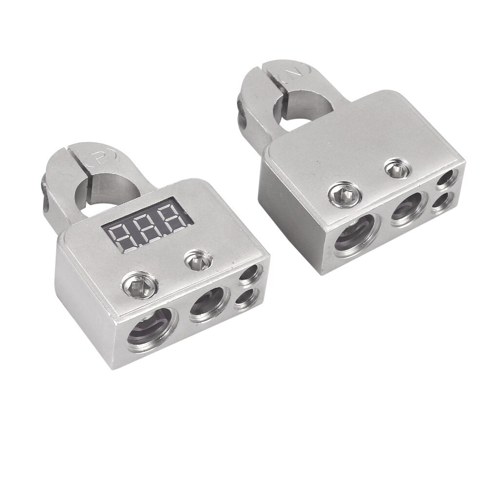 Car Battery Terminal Connectors Strong Versatility DC12V-24V Voltmeter 0 4 8 Gauge AWG Positive Negative Battery Clamp W/ Shims