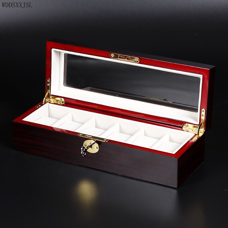 WDDSXXJSL Black ebony grain paint 10 digit rectangular watch box jewelry display storage box home decoration packaging box