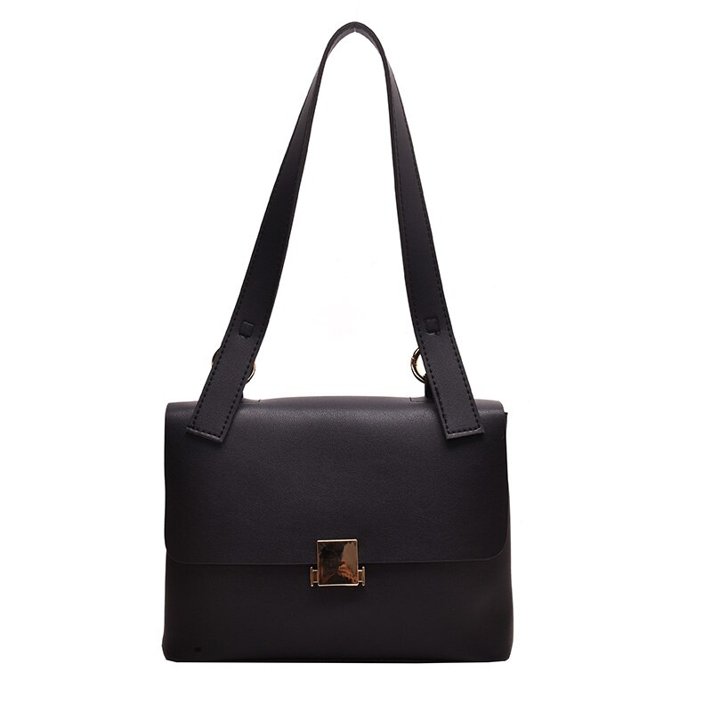 ATLI lässig retro Schulter Taschen für Frauen Weibliche Handtaschen Pu Leder Umhängetasche Große Kapazität lässig Tote: Schwarz