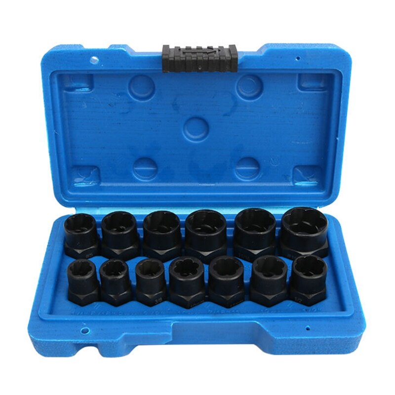 Juego de Extractor de tuercas y pernos de impacto, Extractor de nueces, enchufe, juego de herramientas, 13 piezas