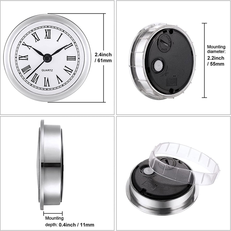 Mini inserto de reloj de 2,4 pulgadas, 61mm, reloj de cuarzo redondo, movimiento de ajuste, reloj en miniatura, Nume romano,