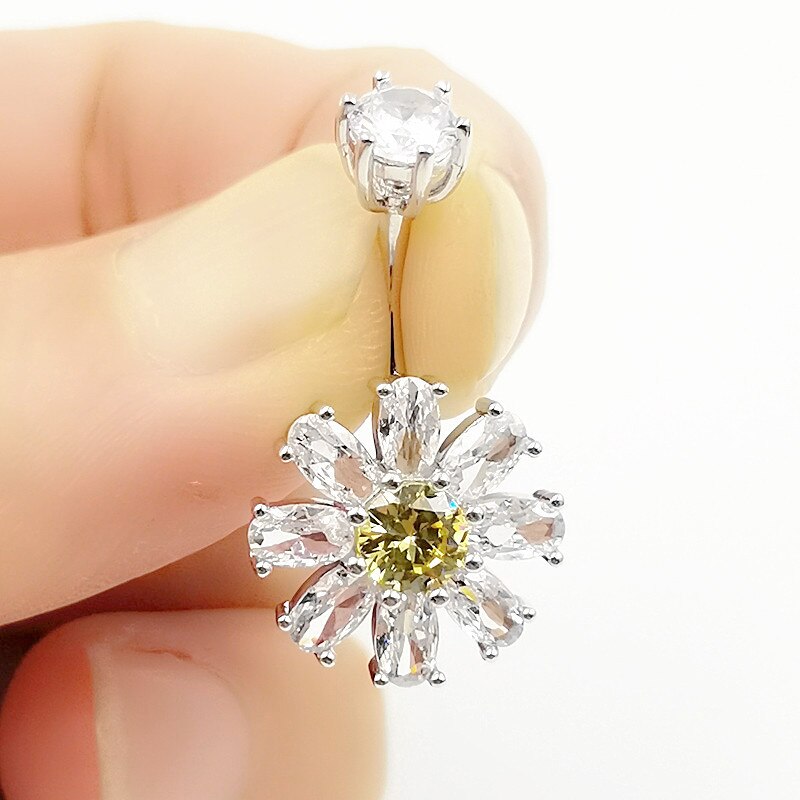 Anneau de nombril en argent Sterling 925, bijoux de ventre en forme de fleur, 1 pièce