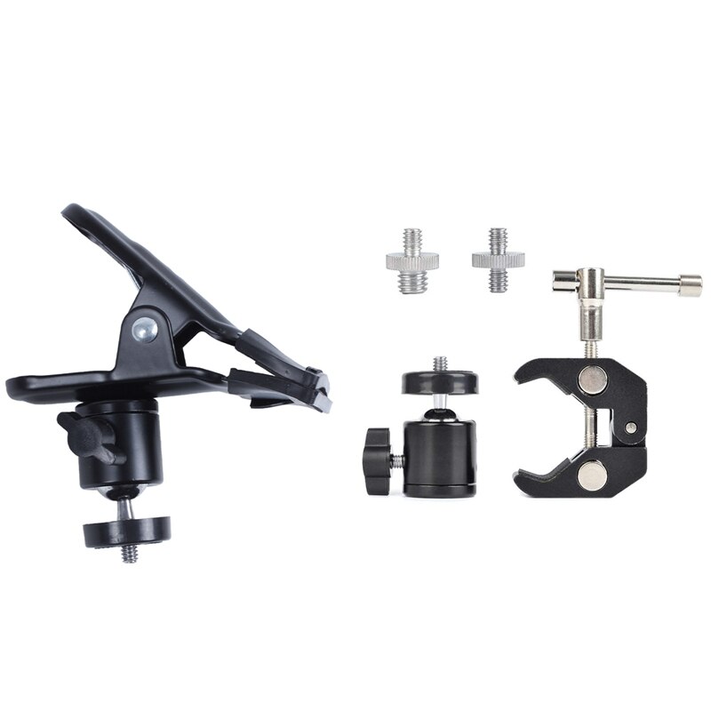 Top 1 Pcs Metal Spring Clamp Clip with Ball Head &amp; 1 Set Clamp Mount Articulated Ball Head Thread Hole Head and Screw